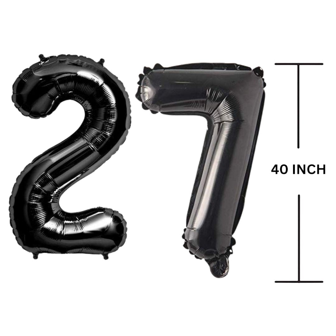 40 Inches Black Number Balloon Air or Helium Compactable Balloon for Party Decoration, Birthday, Anniversary