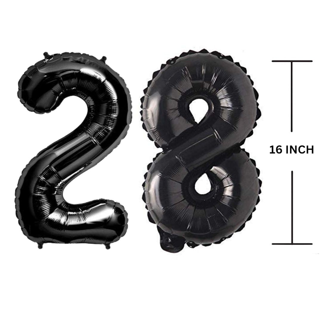 16 Inches Black Number Balloon Air or Helium Compactable Balloon for Party Decoration, Birthday, Anniversary