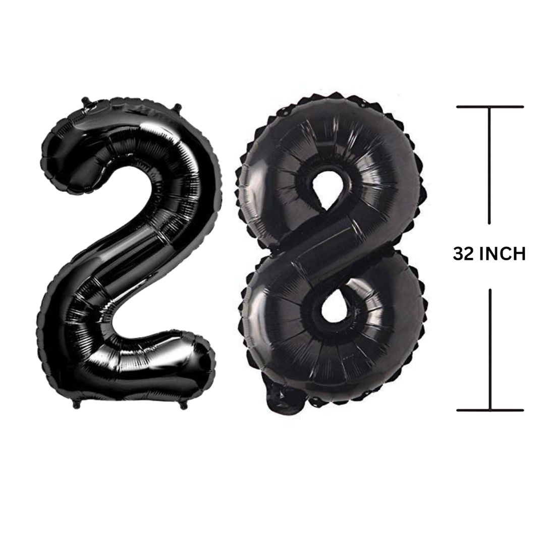 32 Inches Black Number Balloon Air or Helium Compactable Balloon for Party Decoration, Birthday, Anniversary