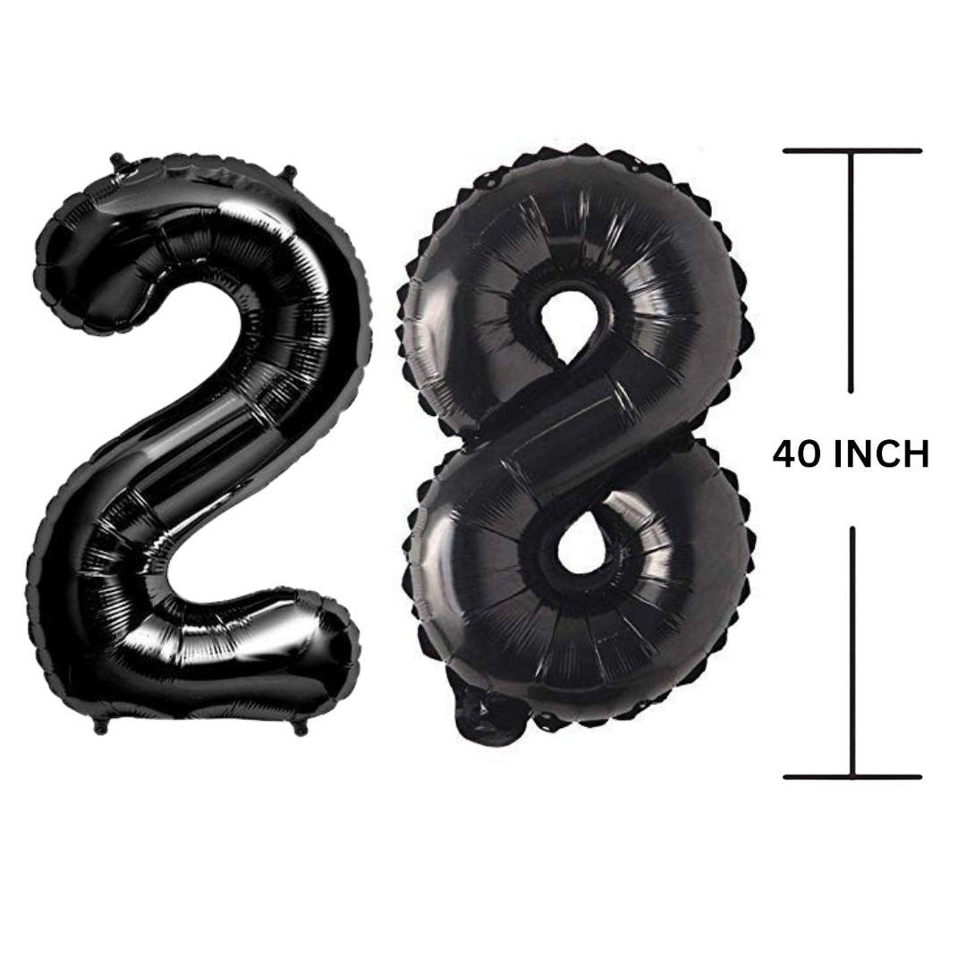 40 Inches Black Number Balloon Air or Helium Compactable Balloon for Party Decoration, Birthday, Anniversary