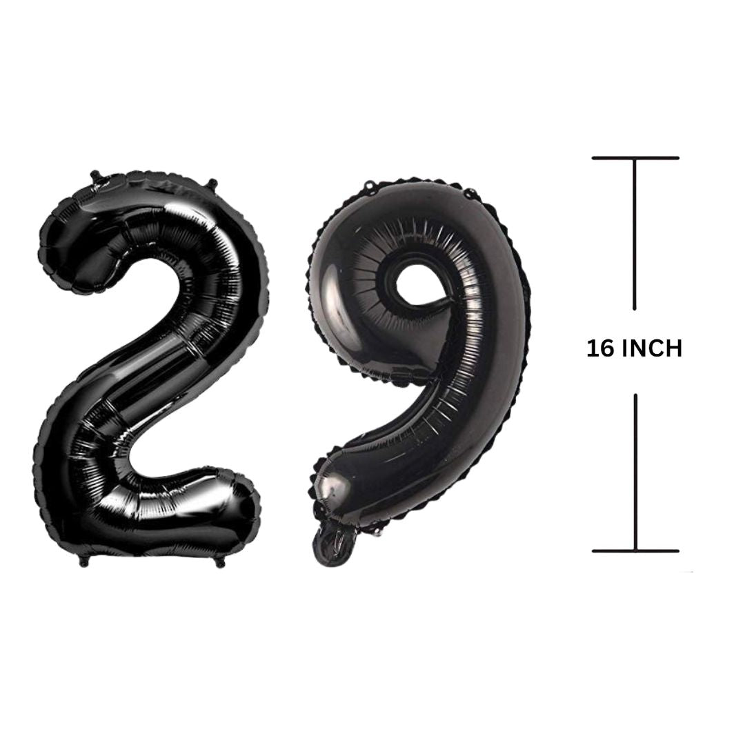 16 Inches Black Number Balloon Air or Helium Compactable Balloon for Party Decoration, Birthday, Anniversary