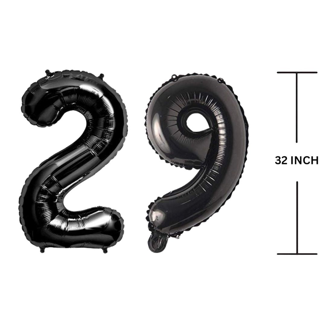 32 Inches Black Number Balloon Air or Helium Compactable Balloon for Party Decoration, Birthday, Anniversary