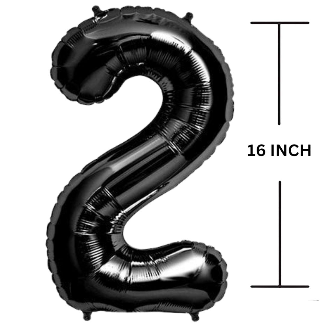 16 Inches Black Number Balloon Air or Helium Compactable Balloon for Party Decoration, Birthday, Anniversary