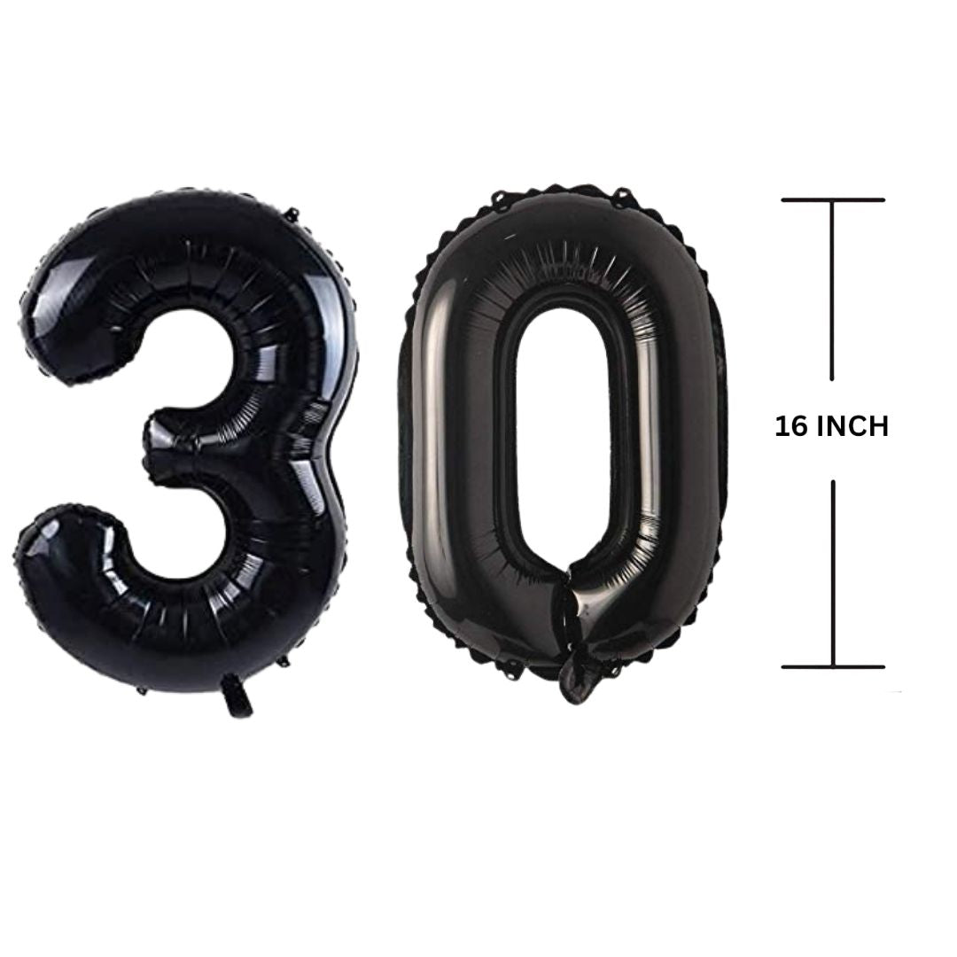 16 Inches Black Number Balloon Air or Helium Compactable Balloon for Party Decoration, Birthday, Anniversary