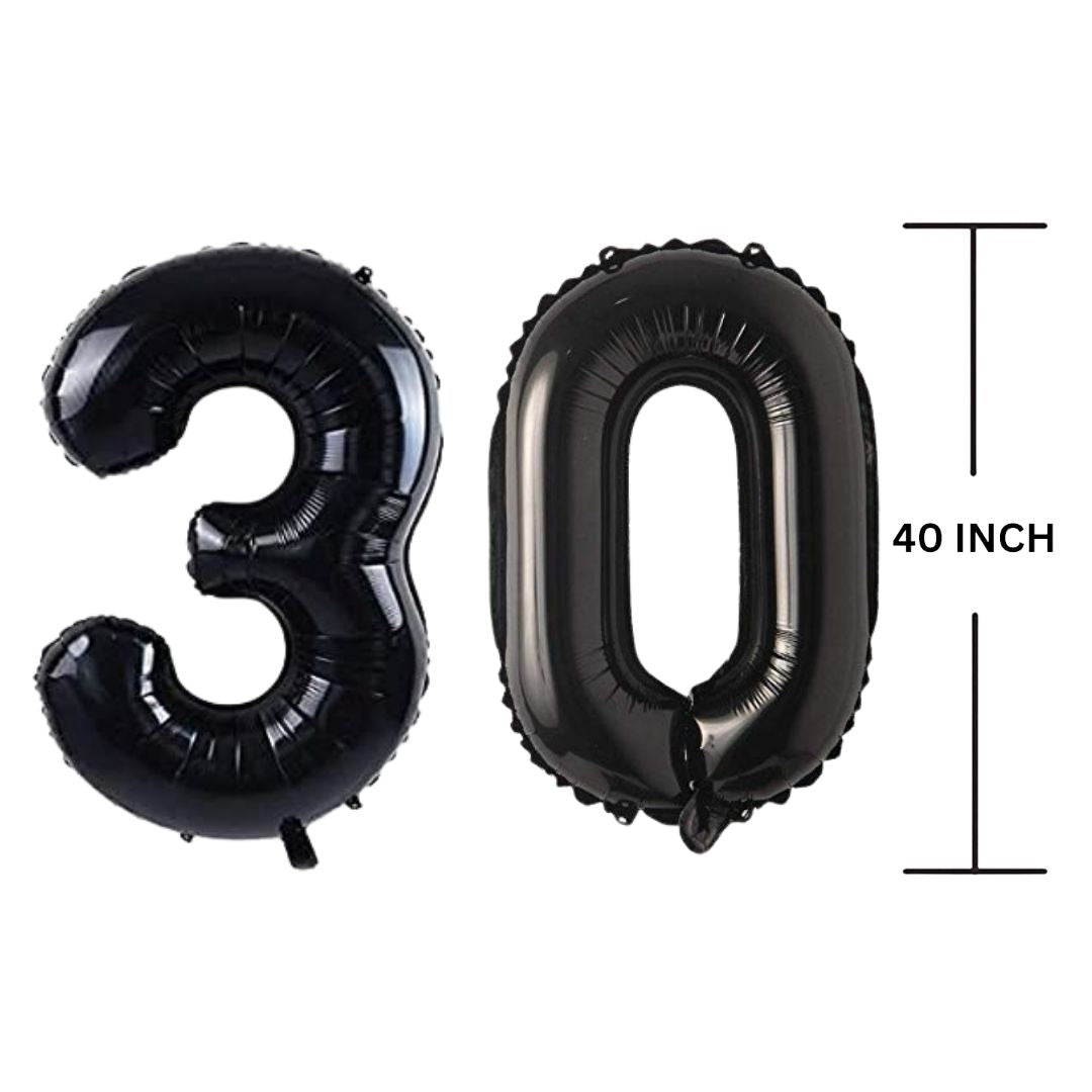 40 Inches Black Number Balloon Air or Helium Compactable Balloon for Party Decoration, Birthday, Anniversary