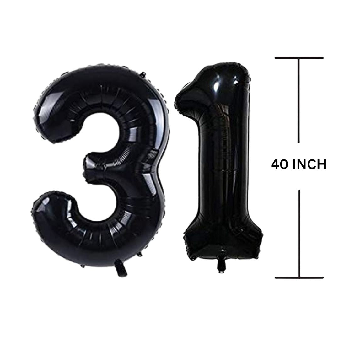 40 Inches Black Number Balloon Air or Helium Compactable Balloon for Party Decoration, Birthday, Anniversary