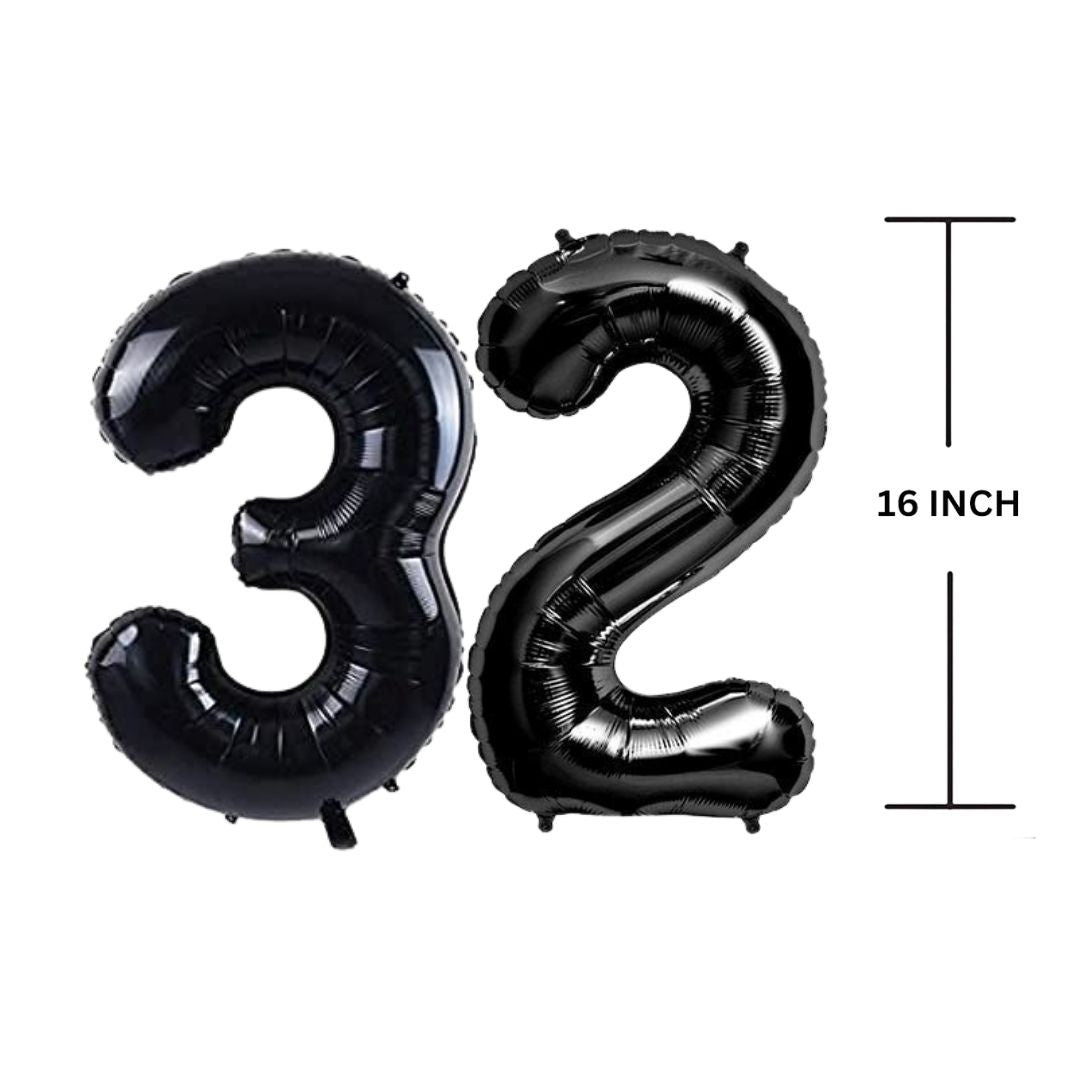 16 Inches Black Number Balloon Air or Helium Compactable Balloon for Party Decoration, Birthday, Anniversary