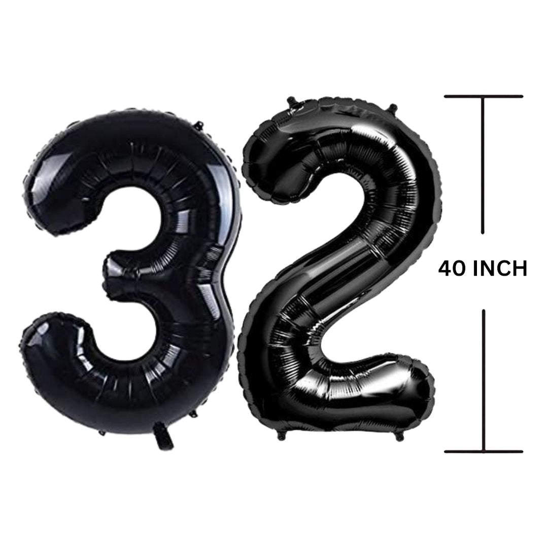 40 Inches Black Number Balloon Air or Helium Compactable Balloon for Party Decoration, Birthday, Anniversary