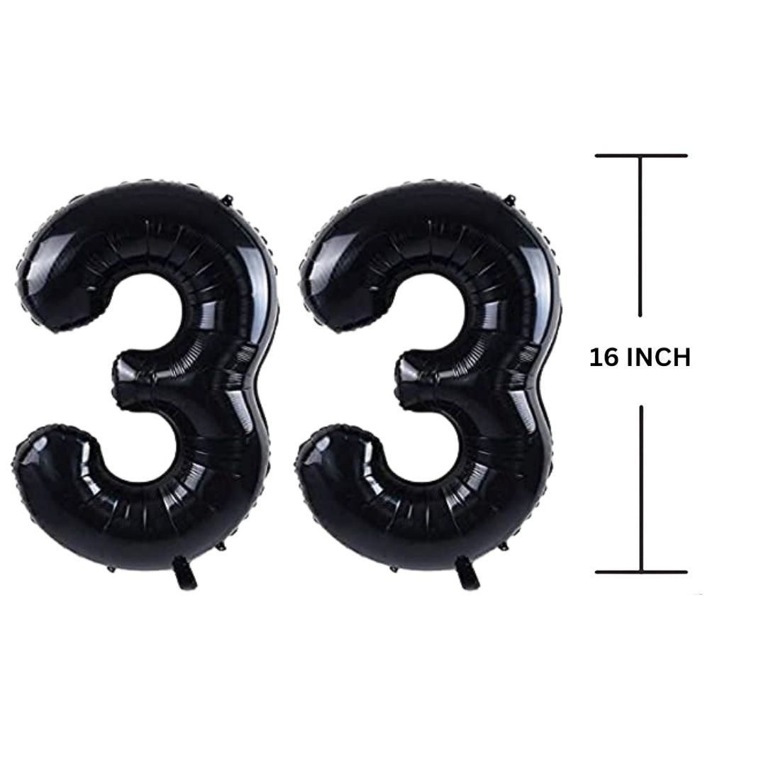 16 Inches Black Number Balloon Air or Helium Compactable Balloon for Party Decoration, Birthday, Anniversary