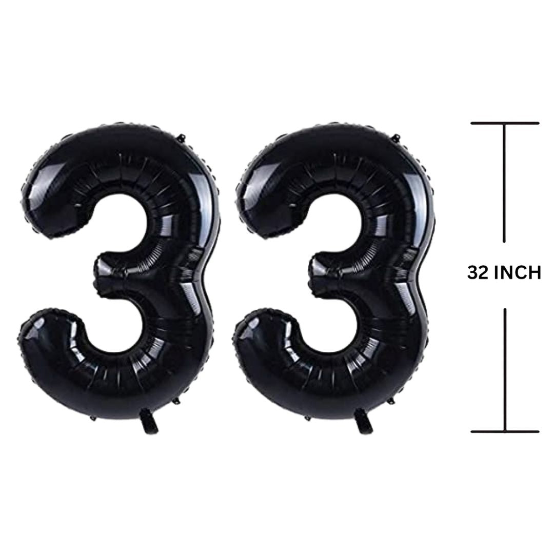 32 Inches Black Number Balloon Air or Helium Compactable Balloon for Party Decoration, Birthday, Anniversary