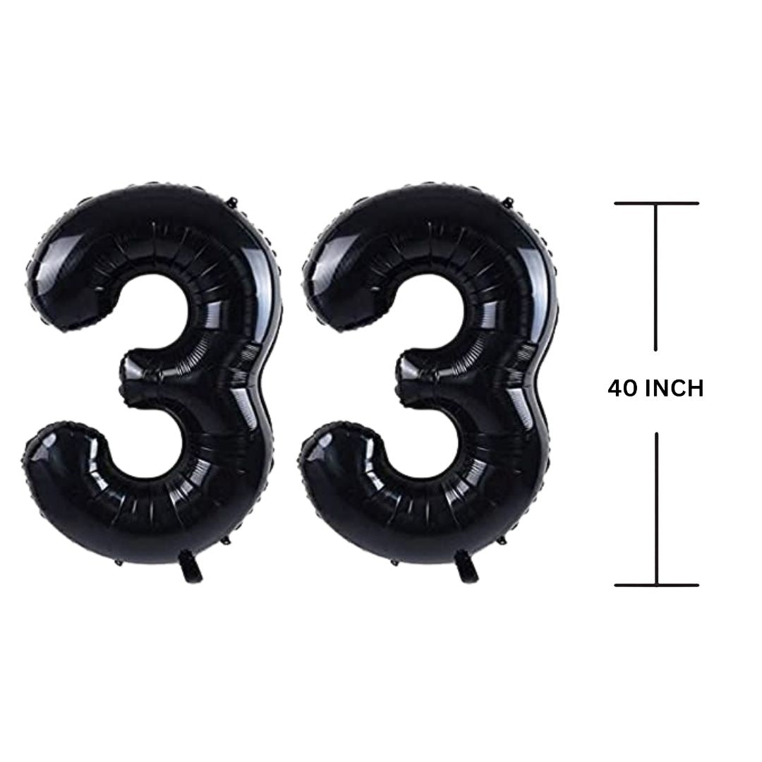 40 Inches Black Number Balloon Air or Helium Compactable Balloon for Party Decoration, Birthday, Anniversary