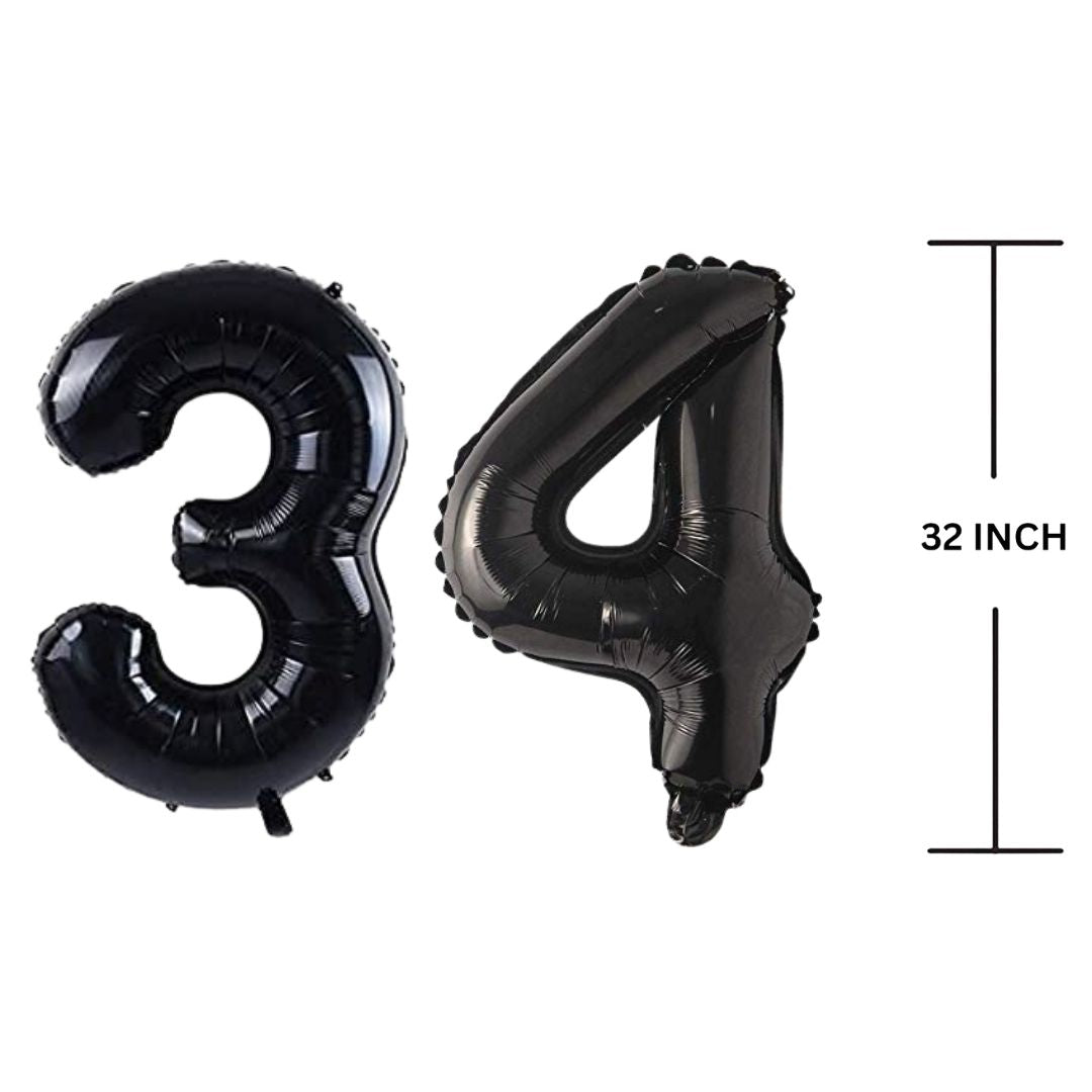 32 Inches Black Number Balloon Air or Helium Compactable Balloon for Party Decoration, Birthday, Anniversary