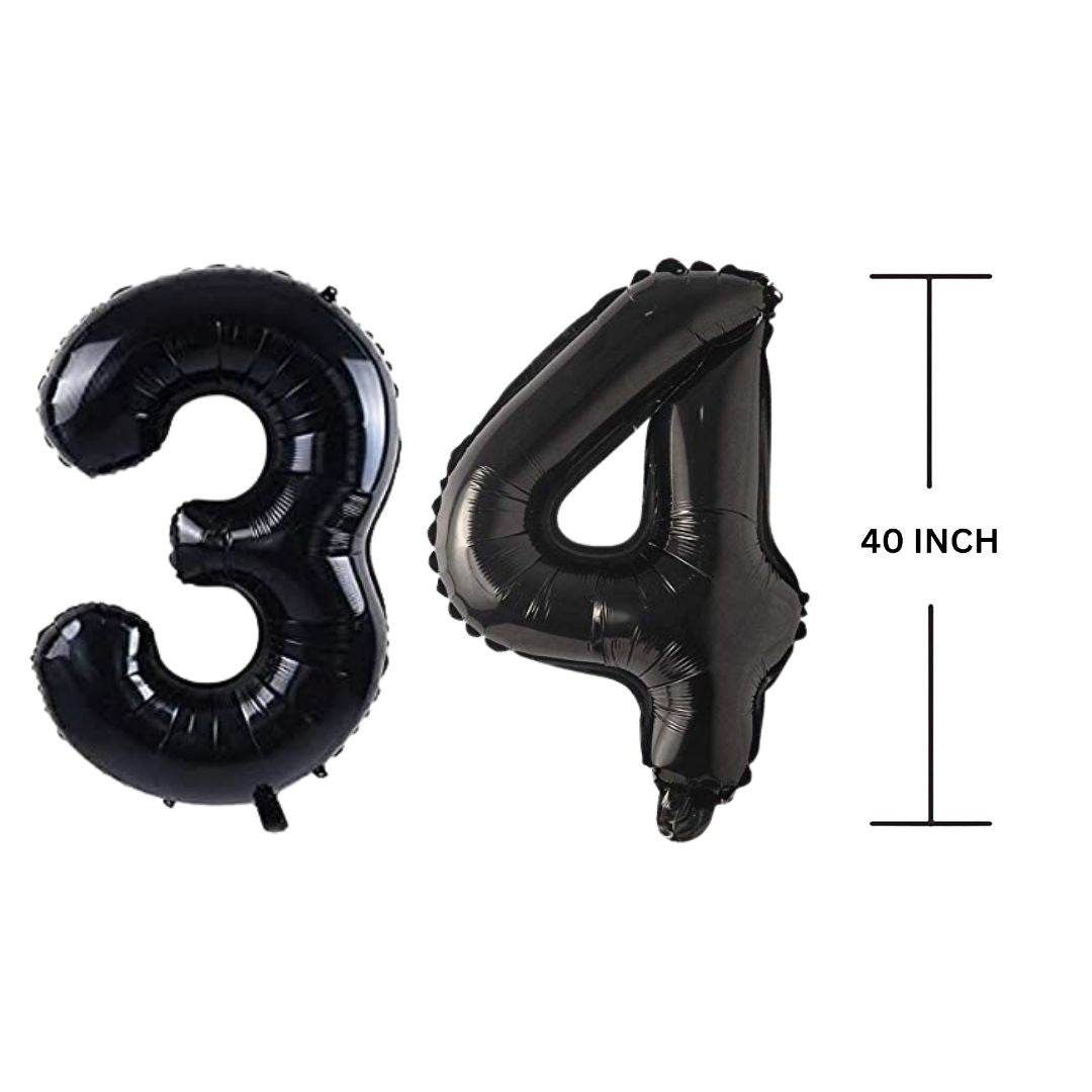 40 Inches Black Number Balloon Air or Helium Compactable Balloon for Party Decoration, Birthday, Anniversary