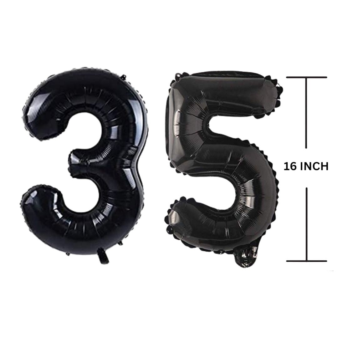 16 Inches Black Number Balloon Air or Helium Compactable Balloon for Party Decoration, Birthday, Anniversary