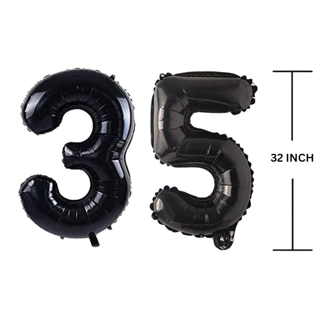 32 Inches Black Number Balloon Air or Helium Compactable Balloon for Party Decoration, Birthday, Anniversary