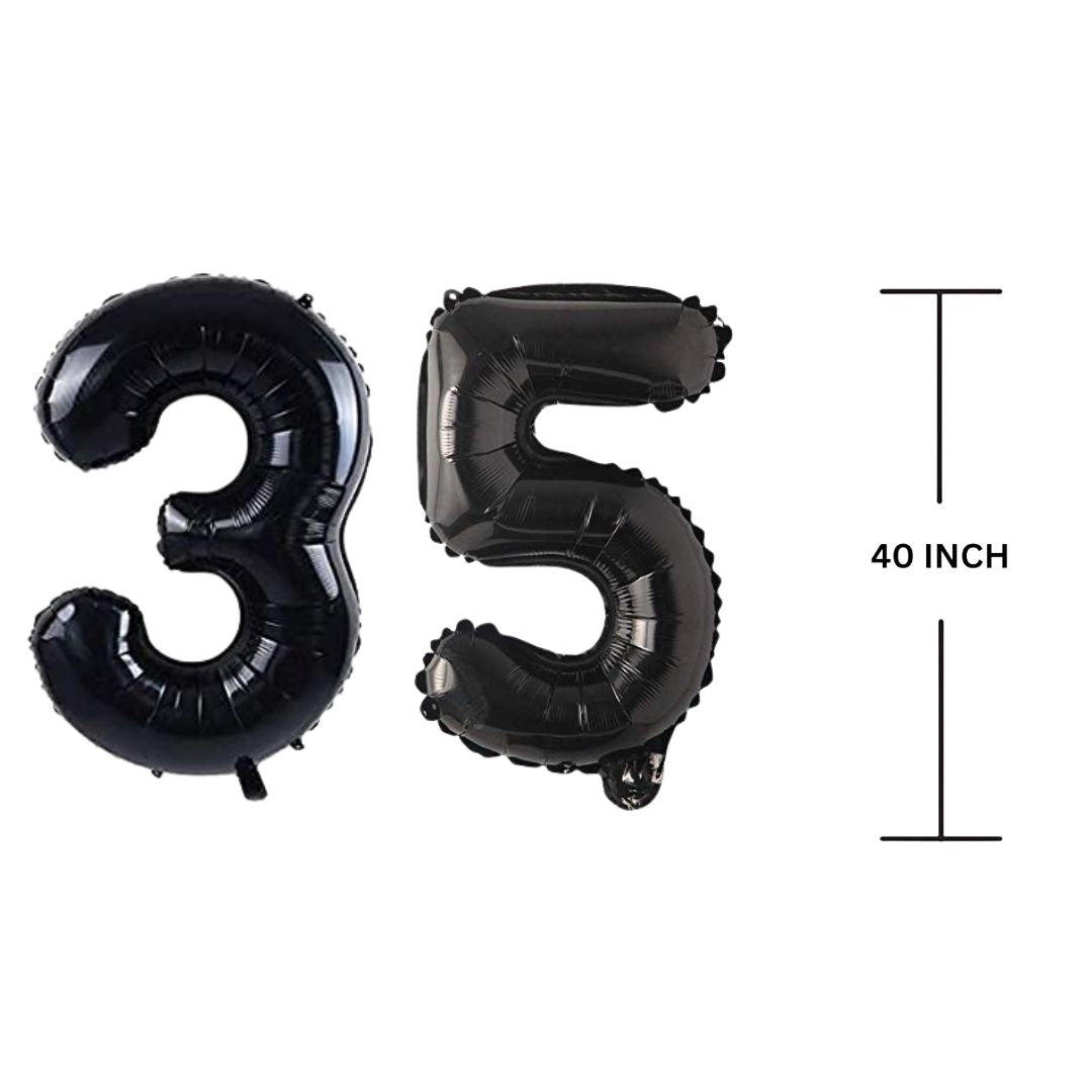 40 Inches Black Number Balloon Air or Helium Compactable Balloon for Party Decoration, Birthday, Anniversary