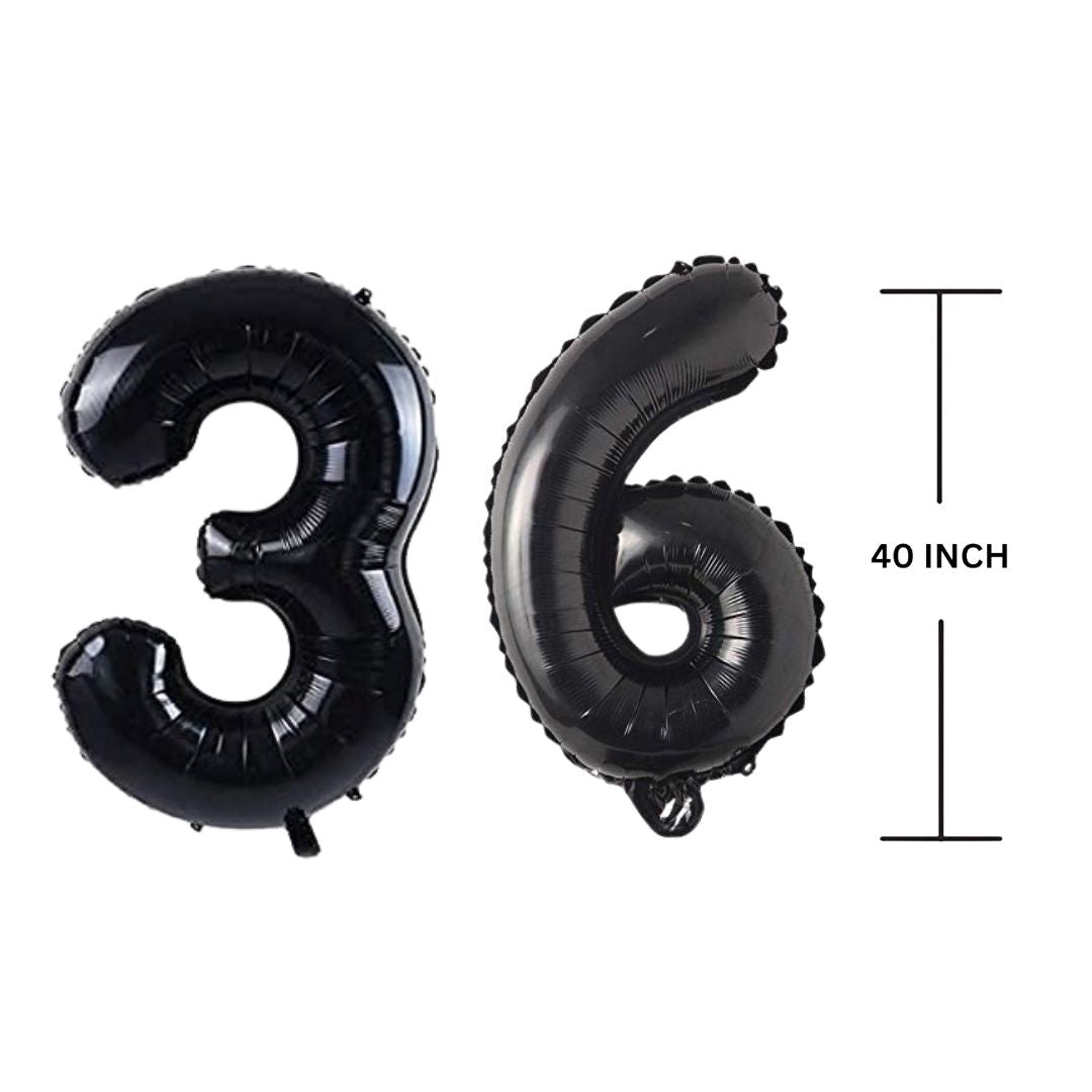 40 Inches Black Number Balloon Air or Helium Compactable Balloon for Party Decoration, Birthday, Anniversary