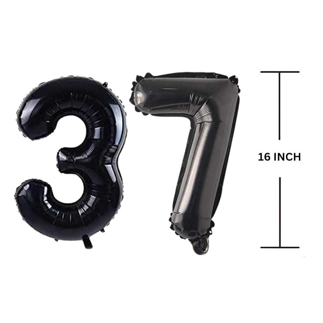 16 Inches Black Number Balloon Air or Helium Compactable Balloon for Party Decoration, Birthday, Anniversary