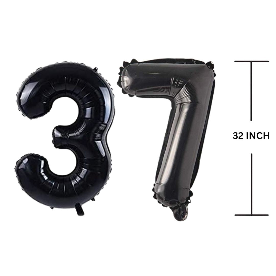 32 Inches Black Number Balloon Air or Helium Compactable Balloon for Party Decoration, Birthday, Anniversary