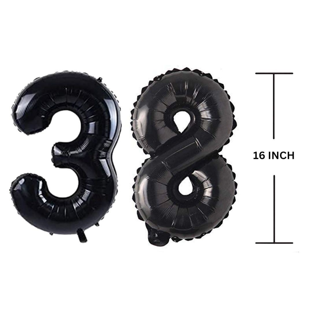 16 Inches Black Number Balloon Air or Helium Compactable Balloon for Party Decoration, Birthday, Anniversary