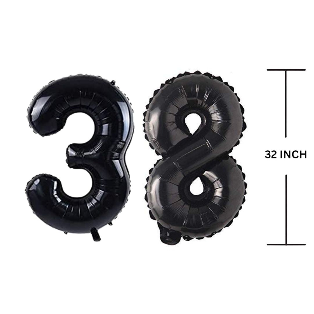 32 Inches Black Number Balloon Air or Helium Compactable Balloon for Party Decoration, Birthday, Anniversary