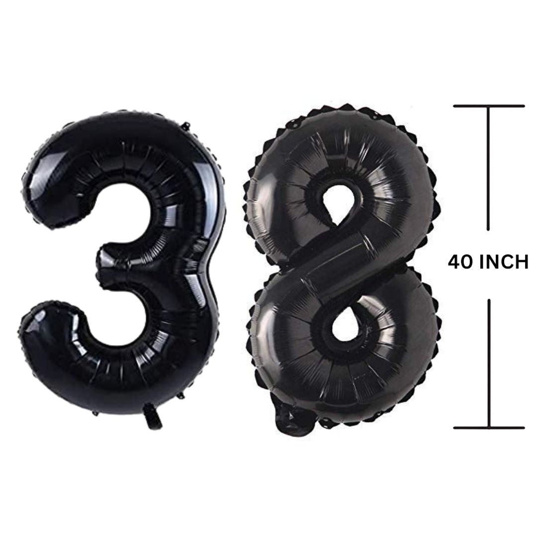 40 Inches Black Number Balloon Air or Helium Compactable Balloon for Party Decoration, Birthday, Anniversary