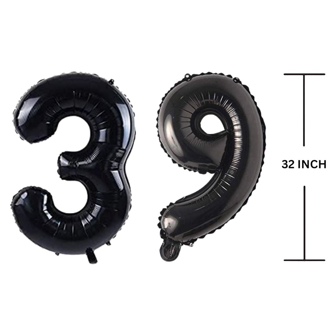 32 Inches Black Number Balloon Air or Helium Compactable Balloon for Party Decoration, Birthday, Anniversary