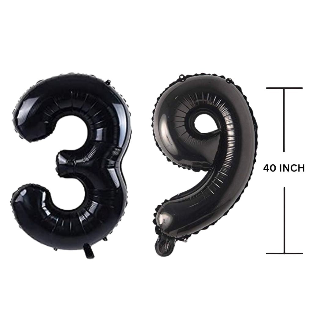 40 Inches Black Number Balloon Air or Helium Compactable Balloon for Party Decoration, Birthday, Anniversary