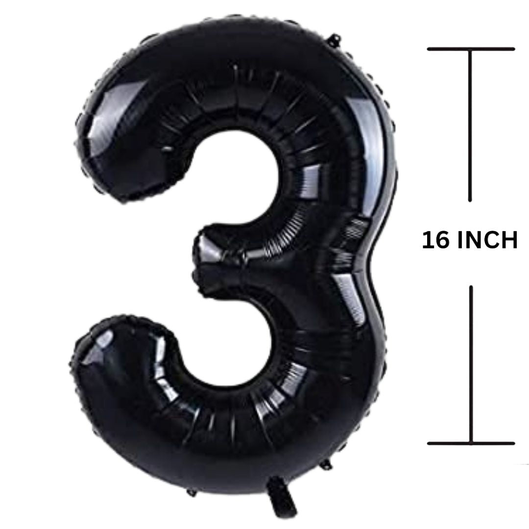 16 Inches Black Number Balloon Air or Helium Compactable Balloon for Party Decoration, Birthday, Anniversary