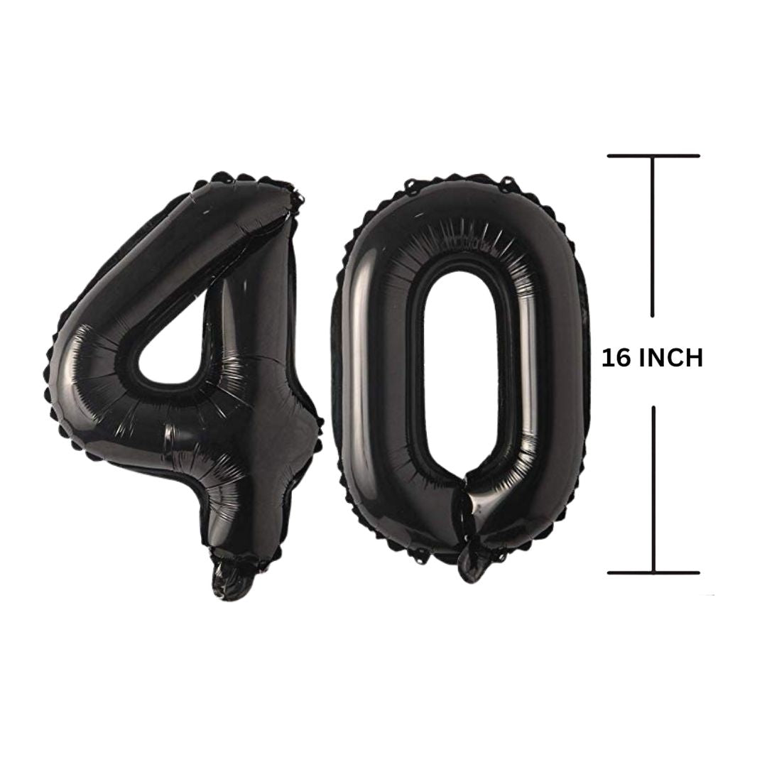 16 Inches Black Number Balloon Air or Helium Compactable Balloon for Party Decoration, Birthday, Anniversary