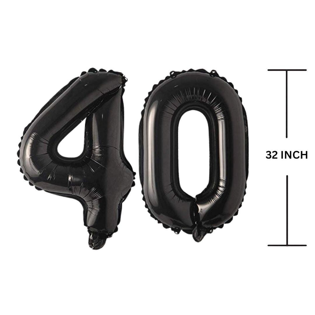 32 Inches Black Number Balloon Air or Helium Compactable Balloon for Party Decoration, Birthday, Anniversary