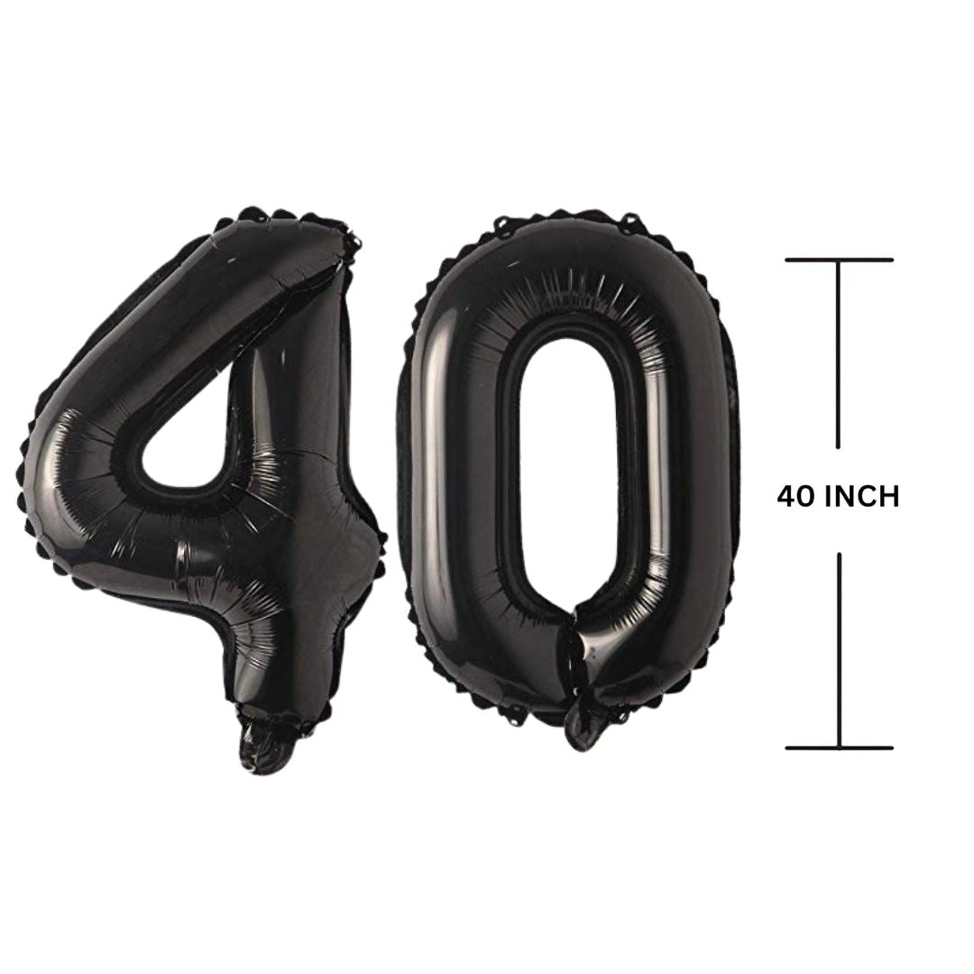 40 Inches Black Number Balloon Air or Helium Compactable Balloon for Party Decoration, Birthday, Anniversary