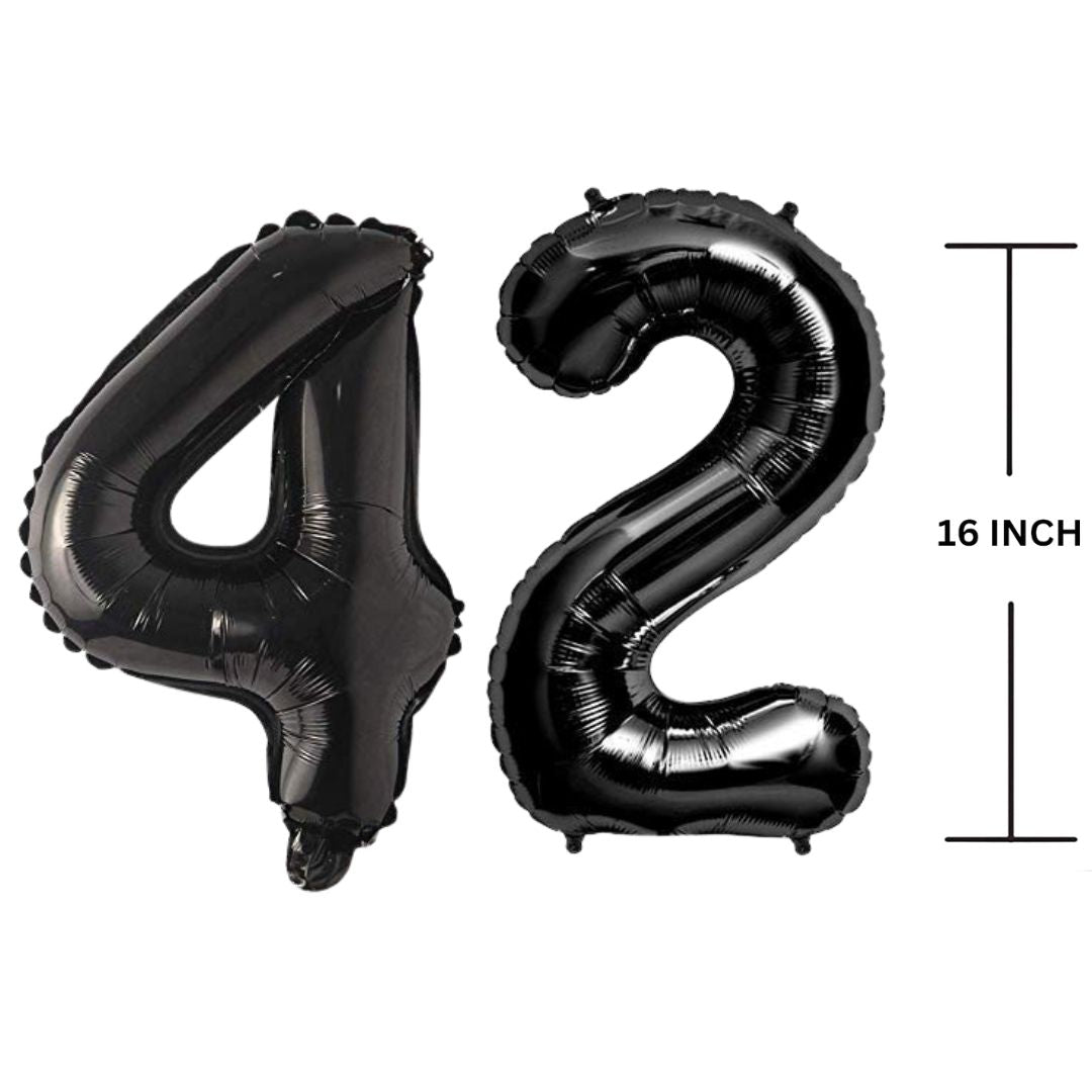 16 Inches Black Number Balloon Air or Helium Compactable Balloon for Party Decoration, Birthday, Anniversary