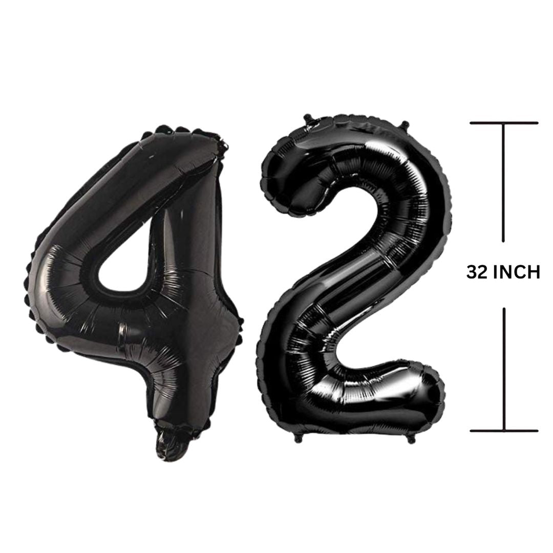 32 Inches Black Number Balloon Air or Helium Compactable Balloon for Party Decoration, Birthday, Anniversary