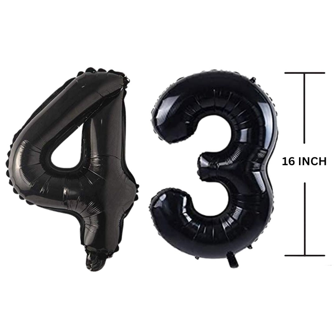 16 Inches Black Number Balloon Air or Helium Compactable Balloon for Party Decoration, Birthday, Anniversary