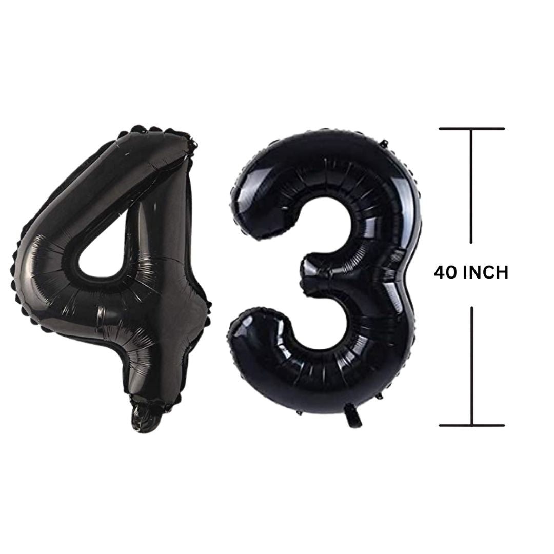 40 Inches Black Number Balloon Air or Helium Compactable Balloon for Party Decoration, Birthday, Anniversary