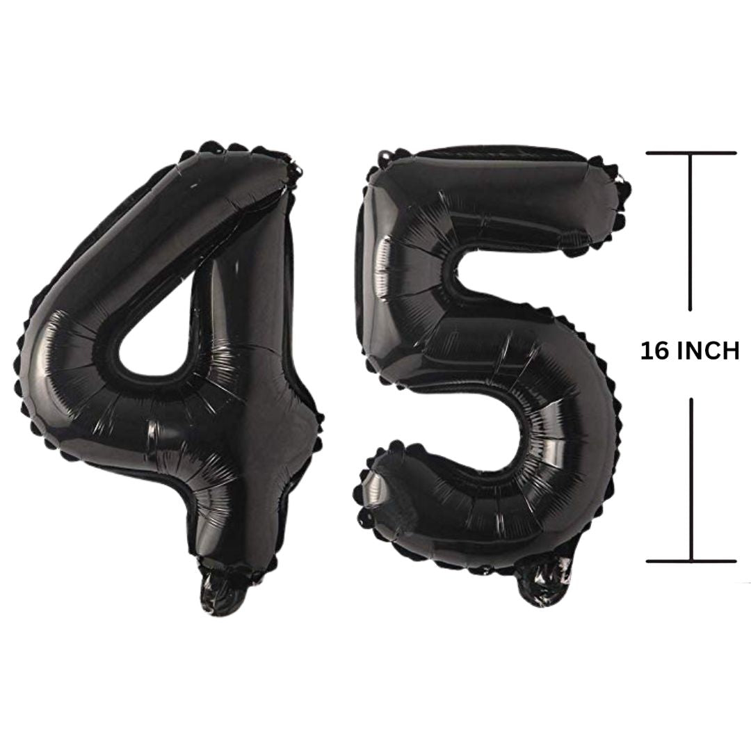 16 Inches Black Number Balloon Air or Helium Compactable Balloon for Party Decoration, Birthday, Anniversary