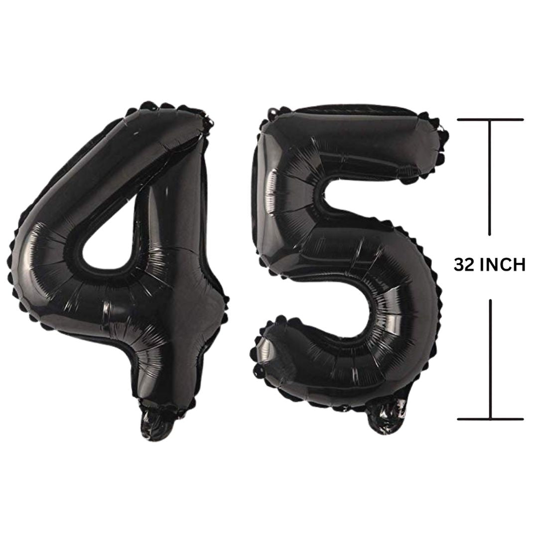 32 Inches Black Number Balloon Air or Helium Compactable Balloon for Party Decoration, Birthday, Anniversary