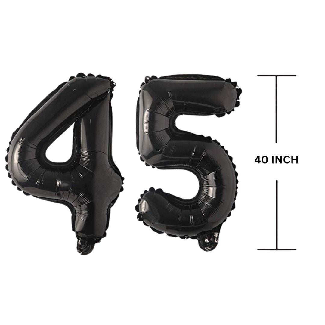 40 Inches Black Number Balloon Air or Helium Compactable Balloon for Party Decoration, Birthday, Anniversary