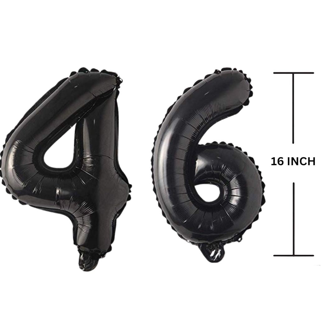 16 Inches Black Number Balloon Air or Helium Compactable Balloon for Party Decoration, Birthday, Anniversary