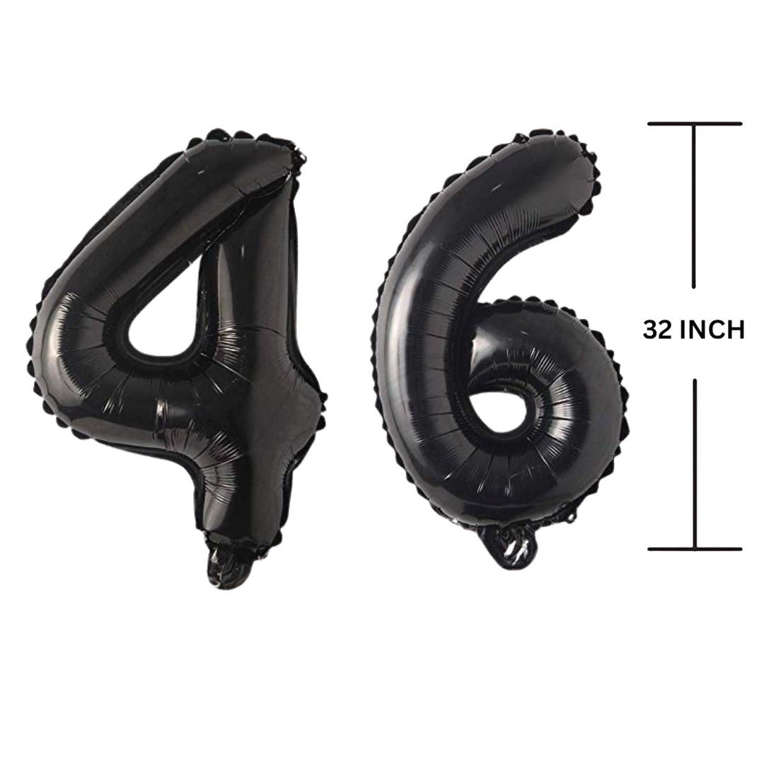 32 Inches Black Number Balloon Air or Helium Compactable Balloon for Party Decoration, Birthday, Anniversary