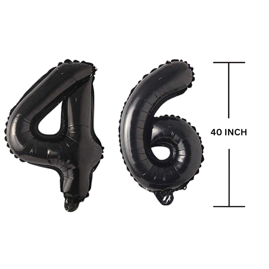 40 Inches Black Number Balloon Air or Helium Compactable Balloon for Party Decoration, Birthday, Anniversary