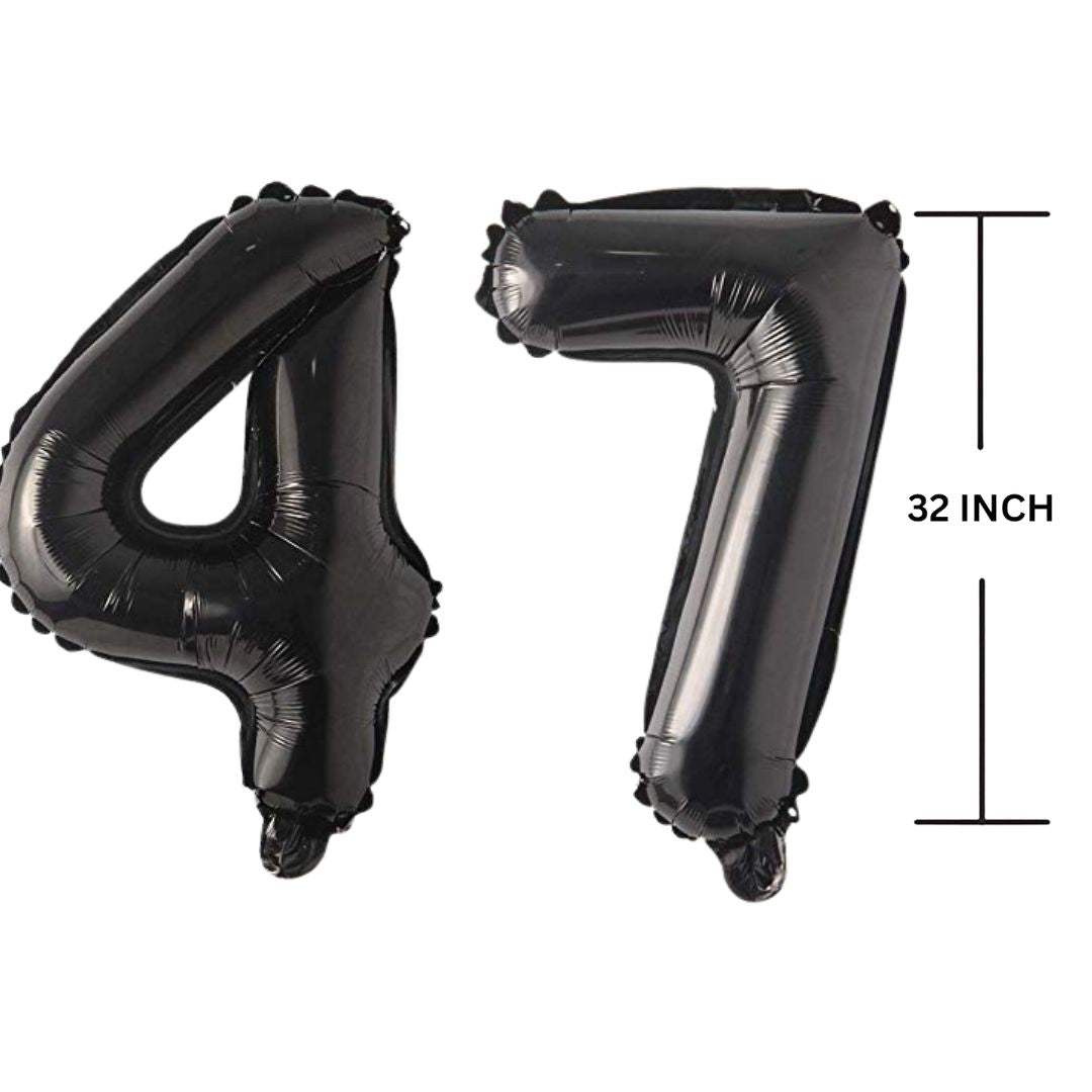 32 Inches Black Number Balloon Air or Helium Compactable Balloon for Party Decoration, Birthday, Anniversary