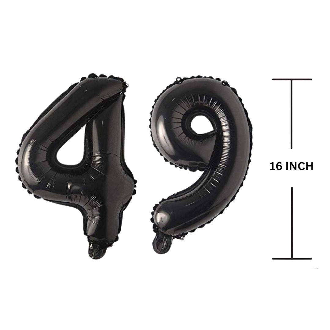 16 Inches Black Number Balloon Air or Helium Compactable Balloon for Party Decoration, Birthday, Anniversary