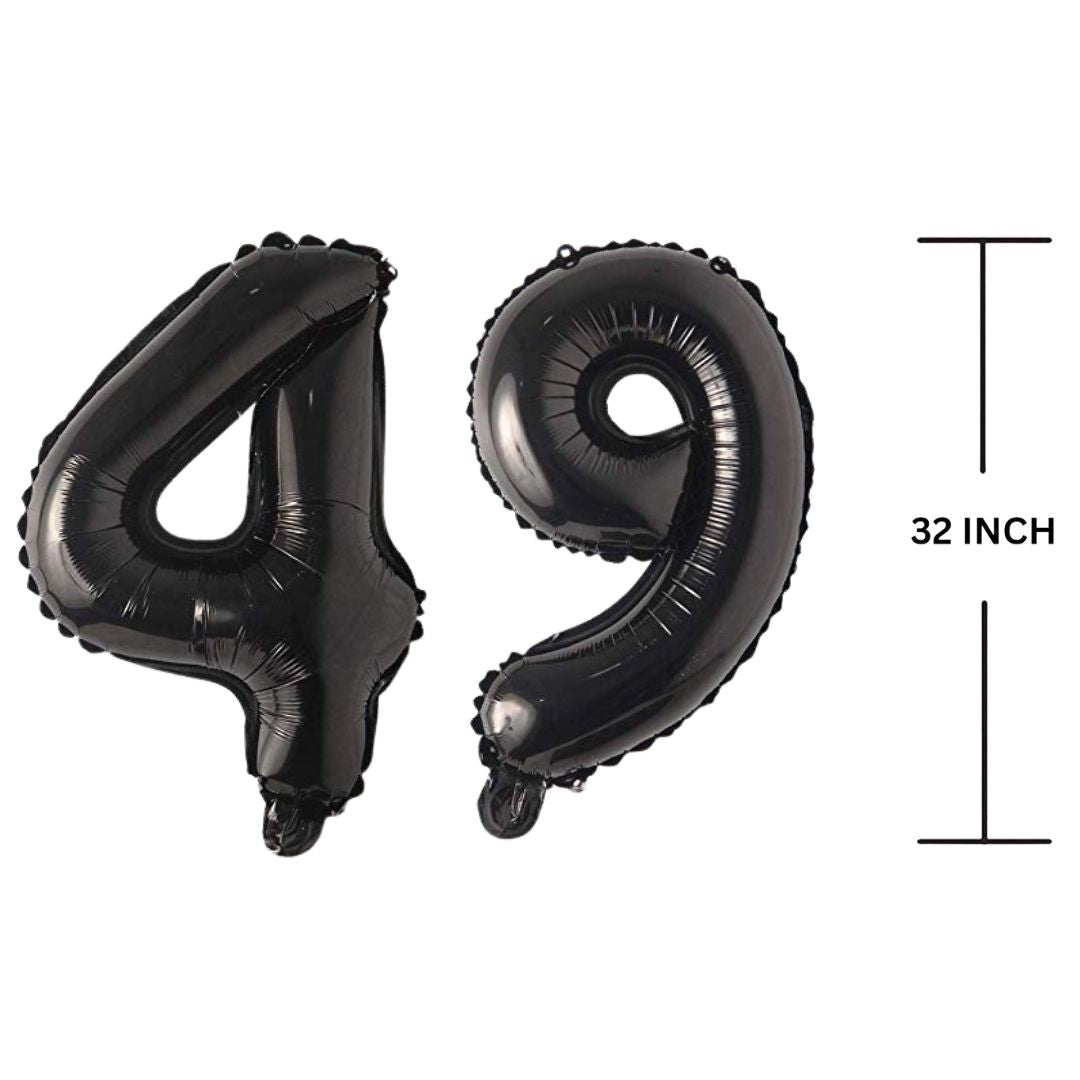 32 Inches Black Number Balloon Air or Helium Compactable Balloon for Party Decoration, Birthday, Anniversary