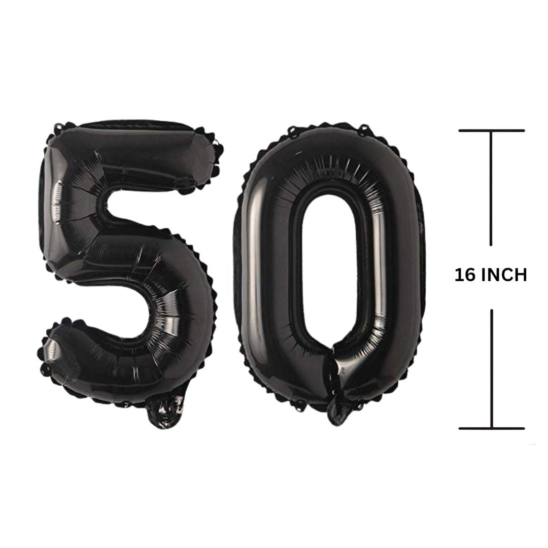 16 Inches Black Number Balloon Air or Helium Compactable Balloon for Party Decoration, Birthday, Anniversary