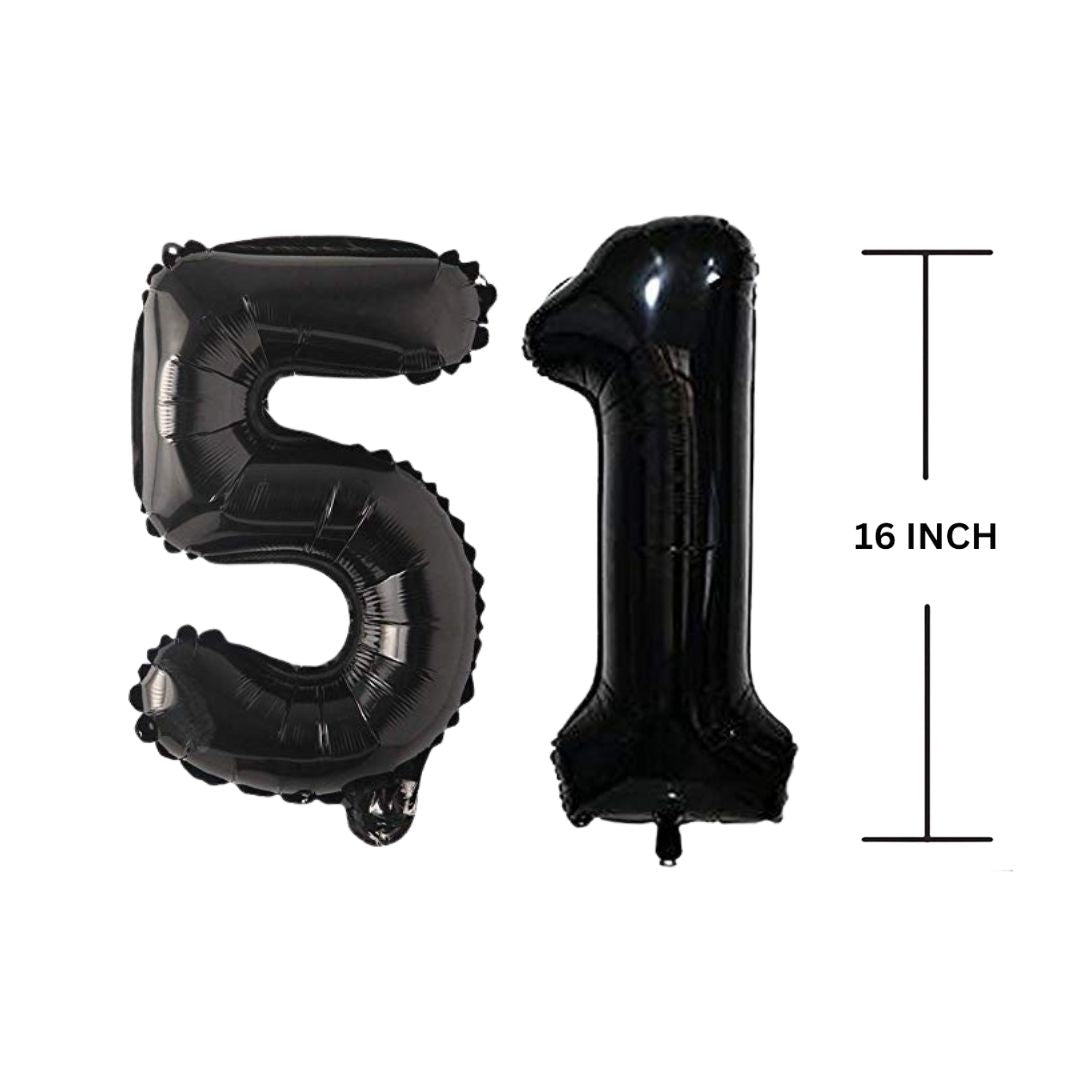 16 Inches Black Number Balloon Air or Helium Compactable Balloon for Party Decoration, Birthday, Anniversary