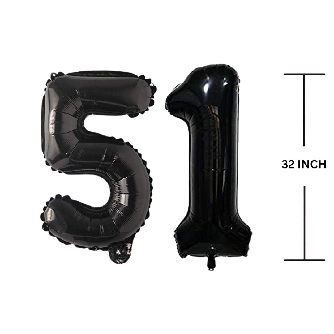 32 Inches Black Number Balloon Air or Helium Compactable Balloon for Party Decoration, Birthday, Anniversary