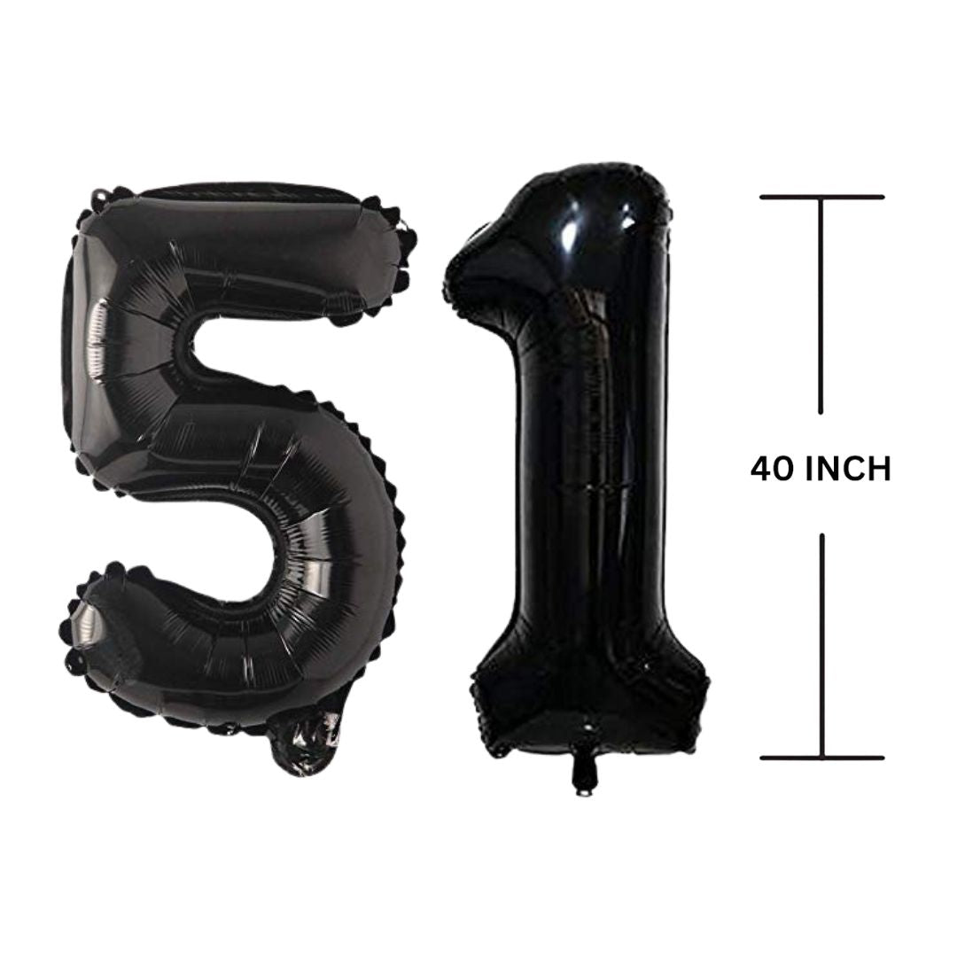 40 Inches Black Number Balloon Air or Helium Compactable Balloon for Party Decoration, Birthday, Anniversary