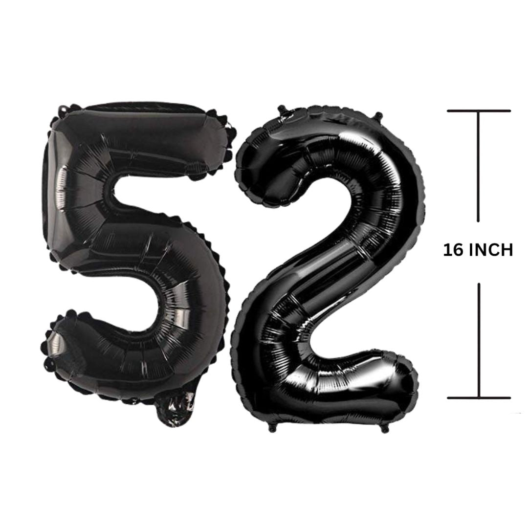 16 Inches Black Number Balloon Air or Helium Compactable Balloon for Party Decoration, Birthday, Anniversary